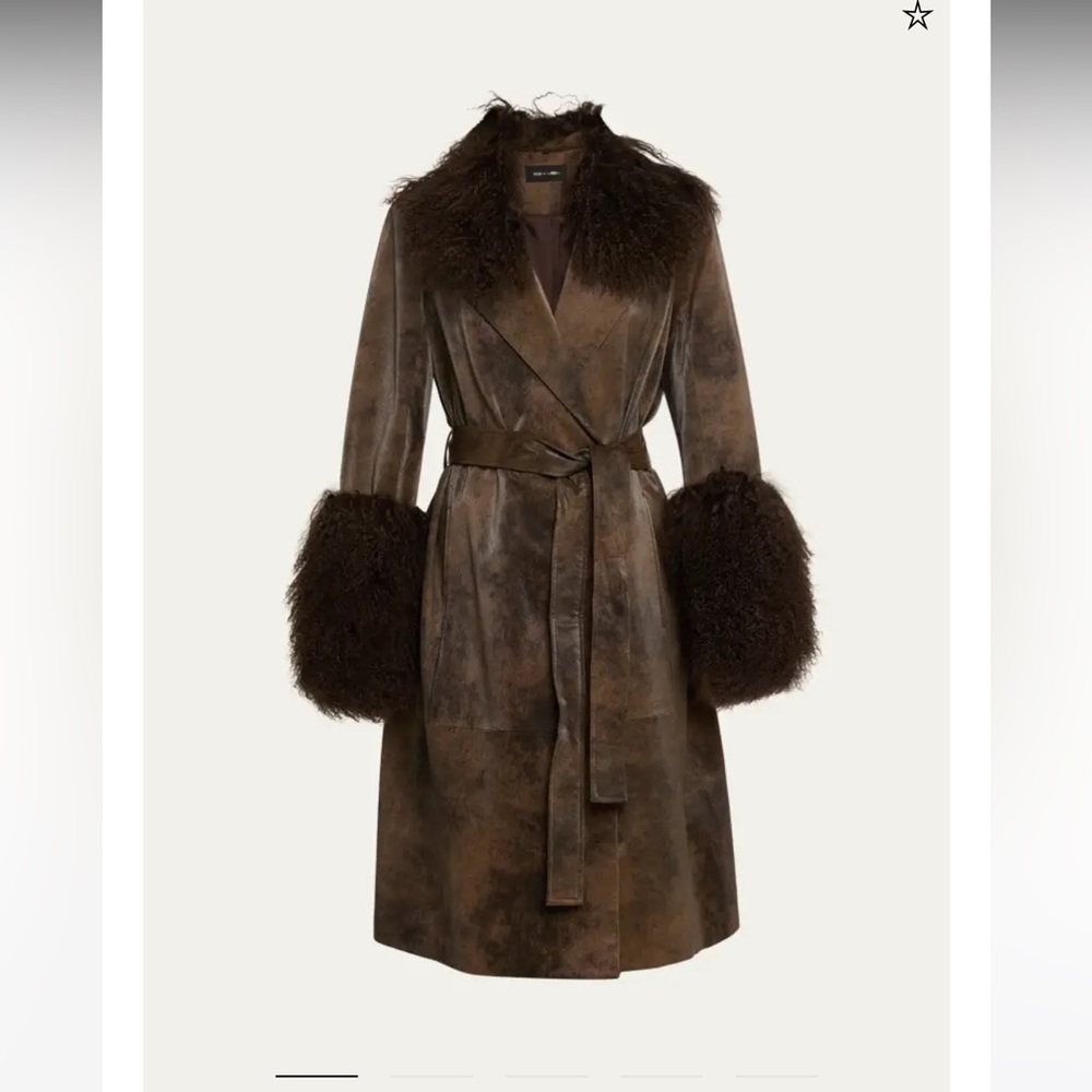 Kobi Halperin Dark Brown Leather Coat with Faux Fur Accents